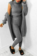 Chic and Cozy Ladies 3 Piece Roll Neck Chunky Knitted Lounge Set - Perfect for Relaxing in Style