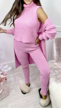 Chic and Cozy Ladies 3 Piece Roll Neck Chunky Knitted Lounge Set - Perfect for Relaxing in Style